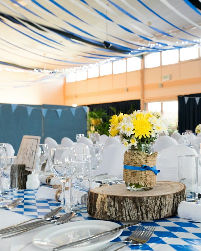 An elegant celebration venue set for an event